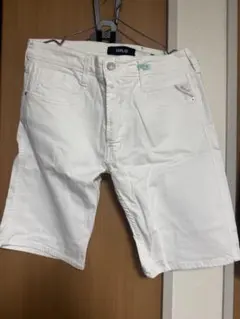 リプレイ REPLAY デニム ハーフパンツ ジーンズ 白 ストレッチ