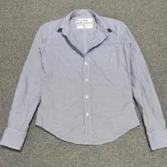 フランク&アイリーン バリー シャツ 細ボーダー 白 青シワ加工