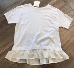 新品　eversince Tシャツ 異素材切り替え裾シフォン半袖カットソー