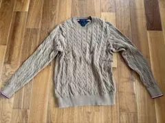 トミーフィルフィガー　ベージュ　ケーブルニット　メンズLサイズ