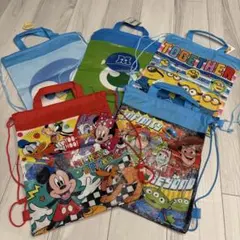 【5枚セット】キャラクター 2wayバッグ★ディズニー 不織布 ナップサック