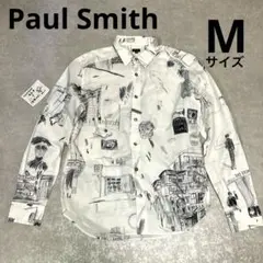 PS Paul Smith、総柄長袖シャツ、ラフスケッチ柄、Mサイズのサムネイル