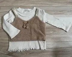 ベージュ/クリーム 長袖カットソー レイヤード