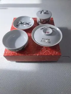 お食い初め用陶器セット 4点　玉川神社　お祝い　食器