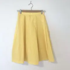 【ロペピクニック】フレアスカート 膝丈 ミディ丈 タック プリーツ イエロー