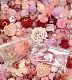 ローズピンク ファンシー カスタムボールペン〇 アクリルレジンビーズMIX