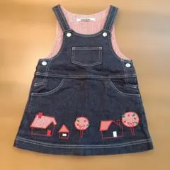 ファミリア　デニムワンピース 家と木の刺繍のサムネイル