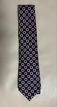 FAIRFAX ネイビー ピンク 円形パターン ネクタイ