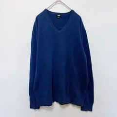 UNIQLO ユニクロ　ニット　薄手　長袖　無地　シンプル　ネイビー　XL 秋冬のサムネイル