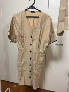 ZARA ベージュ 半袖シャツワンピース