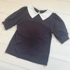 【GRL】襟付き半袖カットソー（ブラック）