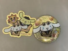 シナモン×ポムポムプリンシール、シナモン缶バッジ（コジマ電気コラボ）