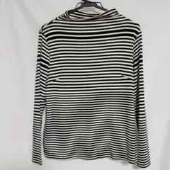 ボーダー タートルネック ニット ブラック