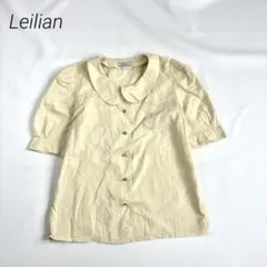 【レリアン】11 半袖 ブラウス シャツ ベージュ　刺繍　Leilianのサムネイル