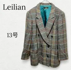美品【Leilian】レリアン チェック テーラードジャケット ウール カシミヤ