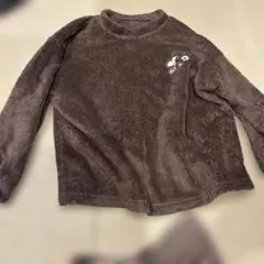 ユニクロダークブラウン フリース トレーナーとストライプパンツセット