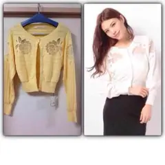 snidel シースルーフラワー刺繍カーディガン