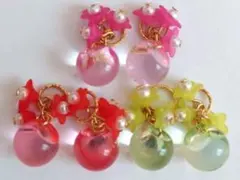 ハンドメイド　コネクターチャーム　アクリルビーズ　鈴丸ビーズ　コネクター