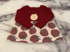 長袖カットソー　トップス　チュール　イチゴ柄 90