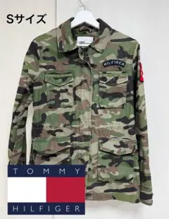 美品 TOMMY HILFIGER 迷彩 ミリタリージャケット ワッペン 星 S