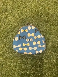 デニム風がま口財布 水玉模様