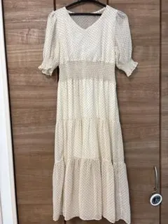 【おすすめ】GRL ドット柄 半袖ロングワンピース M