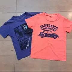 紫色とオレンジ色のTシャツ2枚セット130
