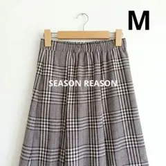SEASON REASON ブラウンチェック柄 フレアスカート秋服　茶色 M