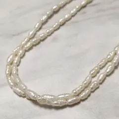 天然　パール　2連　ネックレス　アクセサリー　ジュエリー　レディース