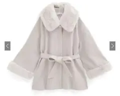 三上悠亜 リボンベルトファーティペット付フレアコート k9335f