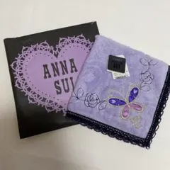 ANNA SUI 蝶とバラ刺繍のハンカチ 未使用品タグ付き