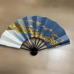 青と金の舞扇子 金箔風装飾