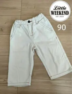 【90】Little Weekend　ワイドパンツ　アイボリー　コットン