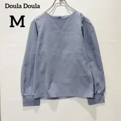 【ドゥーラドゥーラ】長袖シャツ ラウンドネック プリーツ入り ブルー系 Mサイズ