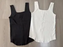 ヘルスニット　タンクトップ　フリーサイズ　コットン100 ホワイト　ブラックのサムネイル