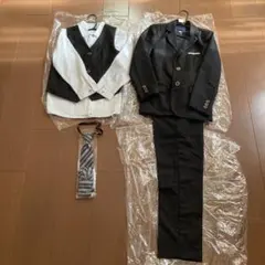 150（細身）黒フォーマルスーツ5点セット （ネクタイ付）LvoboBeiBei