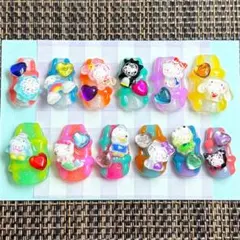 【現品】926番ネイルチップギャル派手韓国y2k平成女児ねこ推し活ポップぷっくり