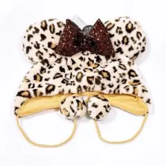 ディズニー ヒョウ柄 ファンキャップ スパンコール ブラウン ミニー