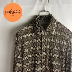 【YOSHIYUKI KONISHI　波模様　刺繍レース　レーヨン混合　シャツ】