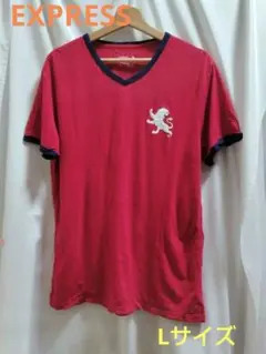 ✨古着✨EXPRESS 赤 Vネック Tシャツ Lサイズ