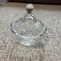 ガラス製 小物入れ シュガーポット 花柄