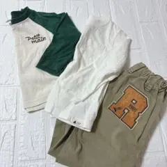 petit main Gap 長袖カットソー 90 長ズボン3点セット