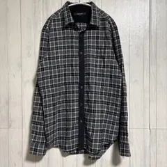 【COMME CA MEN】(L) 長袖チェックシャツ 綿100% 切替デザイン