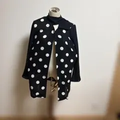 ドット柄 ジャケットブラウス ブラック ホワイト