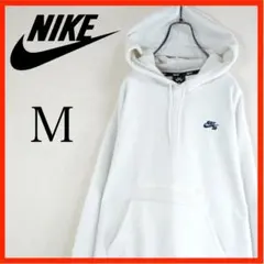 NIKE SB ホワイト パーカー Mサイズ ワンポイント　刺繍ロゴ フリース