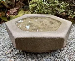 【天然石・手水鉢・水盤・蹲・浅鉢・創作鉢】庭石オブジェ置物箱庭飾り石バードバス