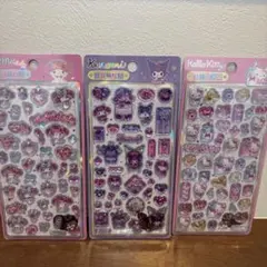 マイメロディ& クロミ& キティー　3D立体　ボンボンドロップシール3枚セット②