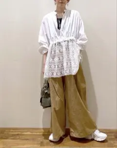 LEPHIL ルフィル 総柄シフォンブラウス F ホワイト ウォッシャブル 