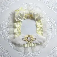 ハンドメイド トレカケースデコ レースデコ イエロー B8 キーホルダー