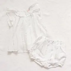 petit main 半袖トップス 80 夏服 セットアップ 女の子 白